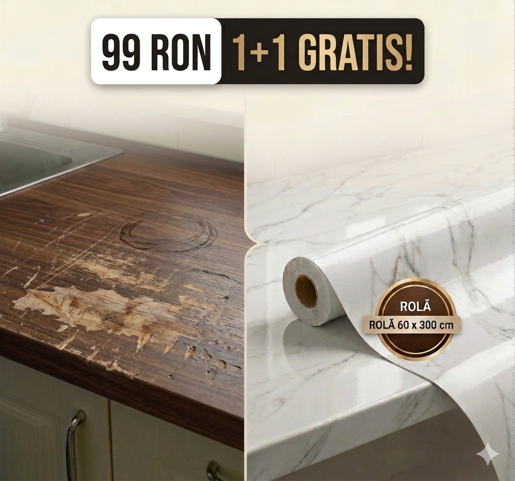 Autocolant de marmura autoadeziv Negru/Alb (3m x 0.6)